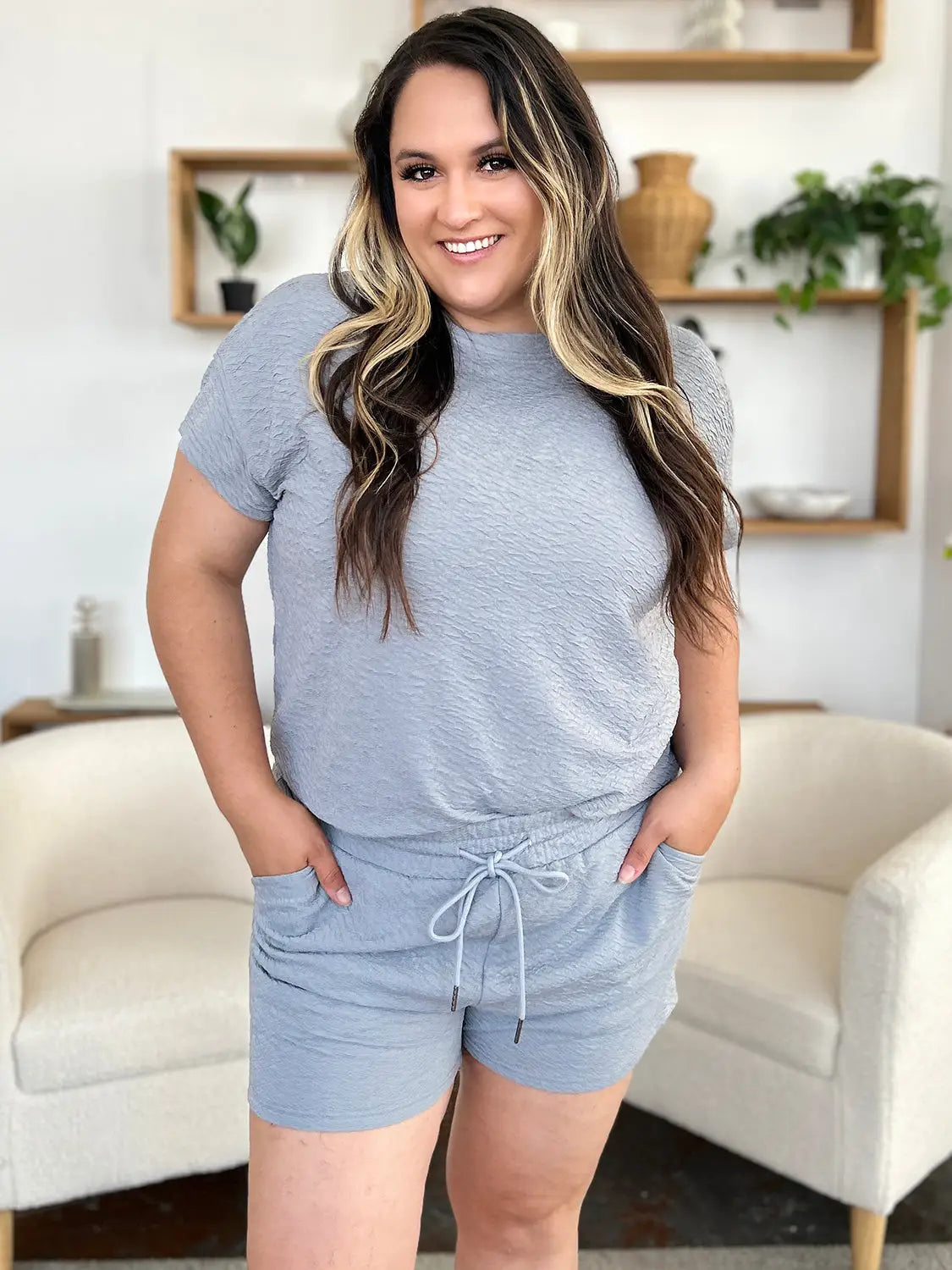 Texture T-Shirt and Shorts Set - Eclectage
