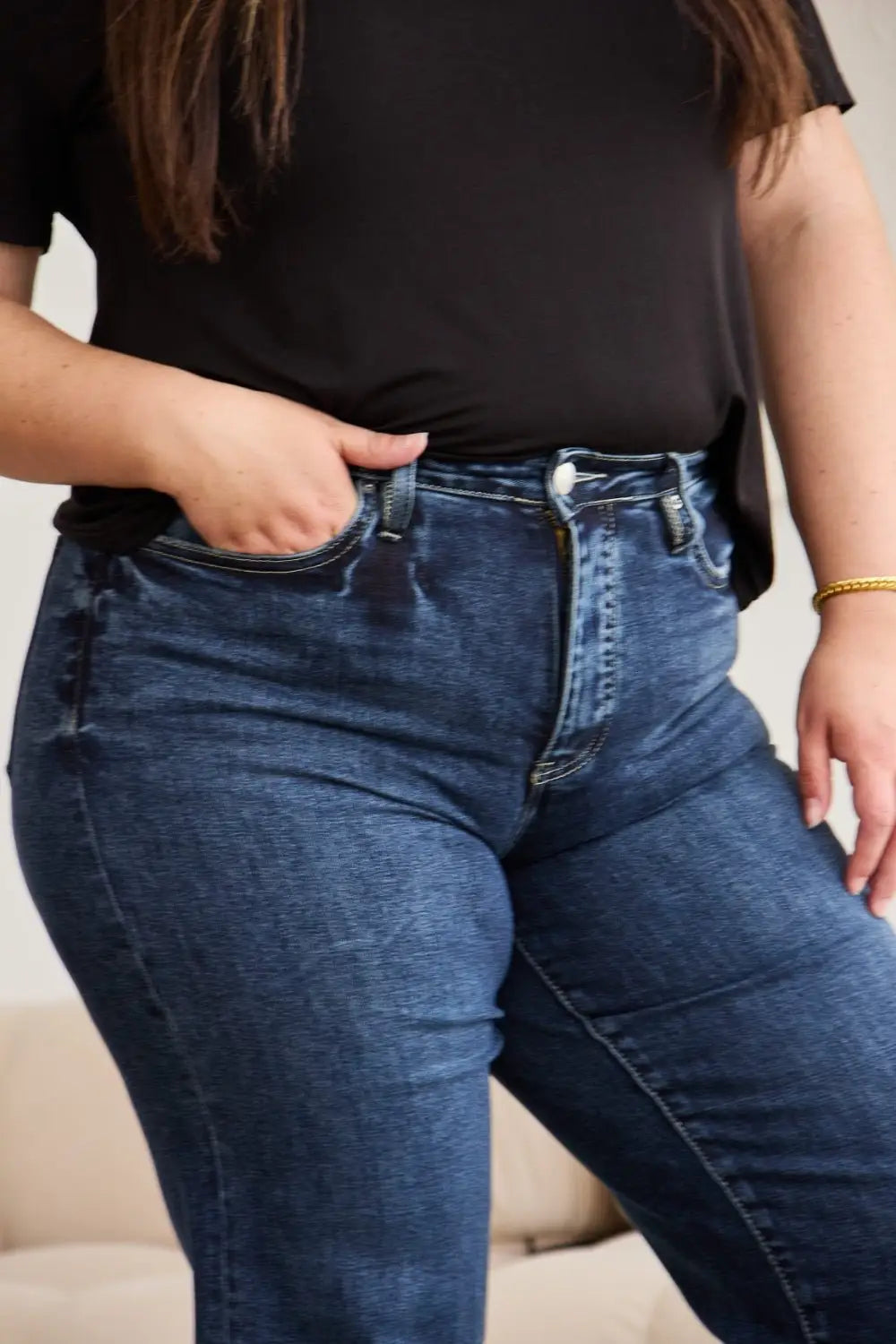 Tummy Control Dark Jeans - Jeans