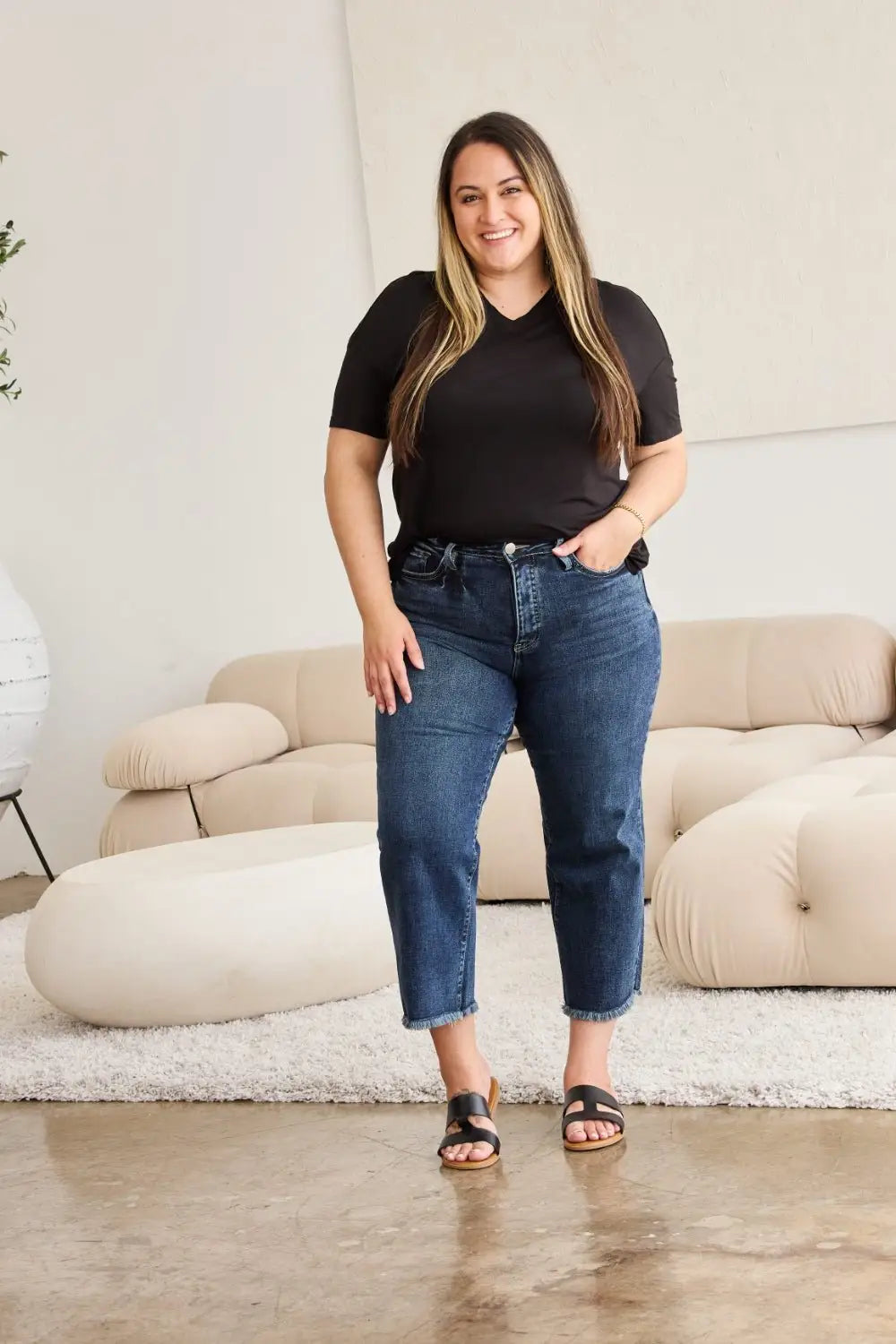 Tummy Control Dark Jeans - Jeans