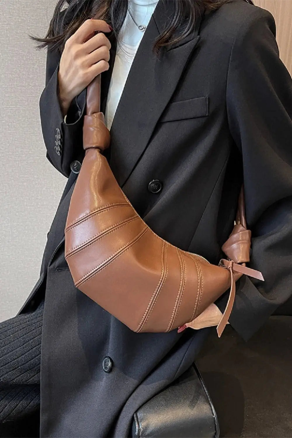 Vegan Leather Croissant Crossbody Bag - Eclectage