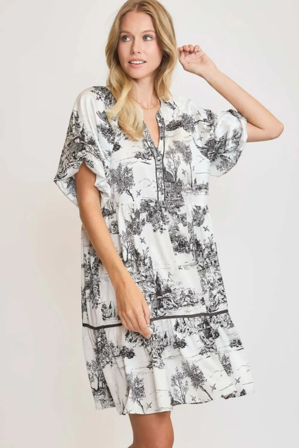 Black Landscape Print Dress - Eclectage