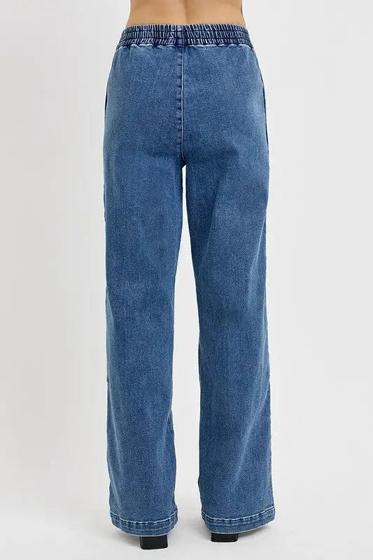Wide Leg Jeans Med Blue - Eclectage