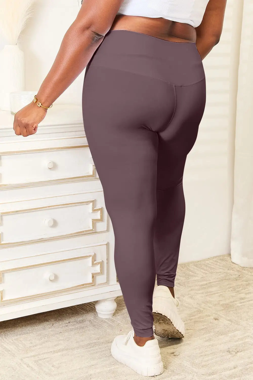 Wide Waistband Sports Leggings - Leggings