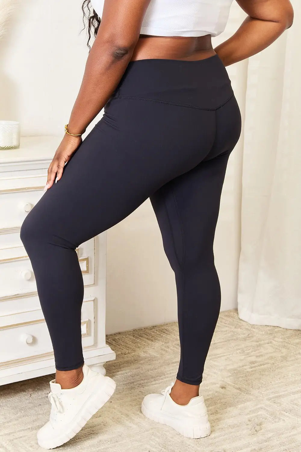 Wide Waistband Sports Leggings - Leggings