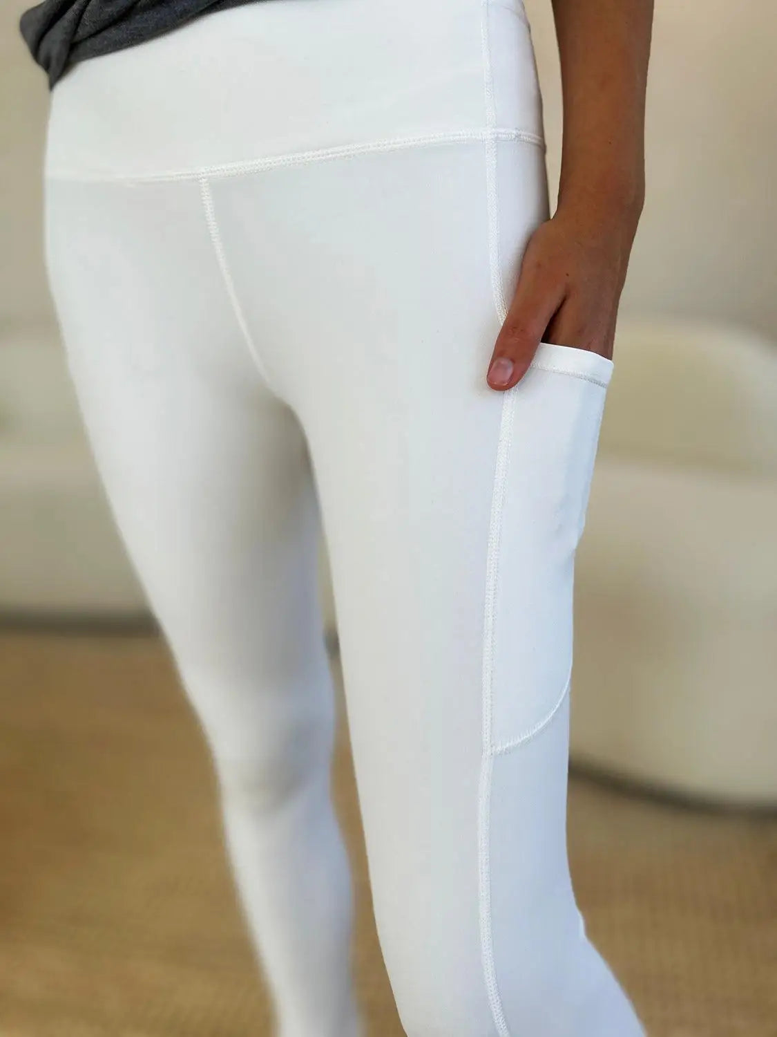 Wide Waistband Sports Leggings - Leggings