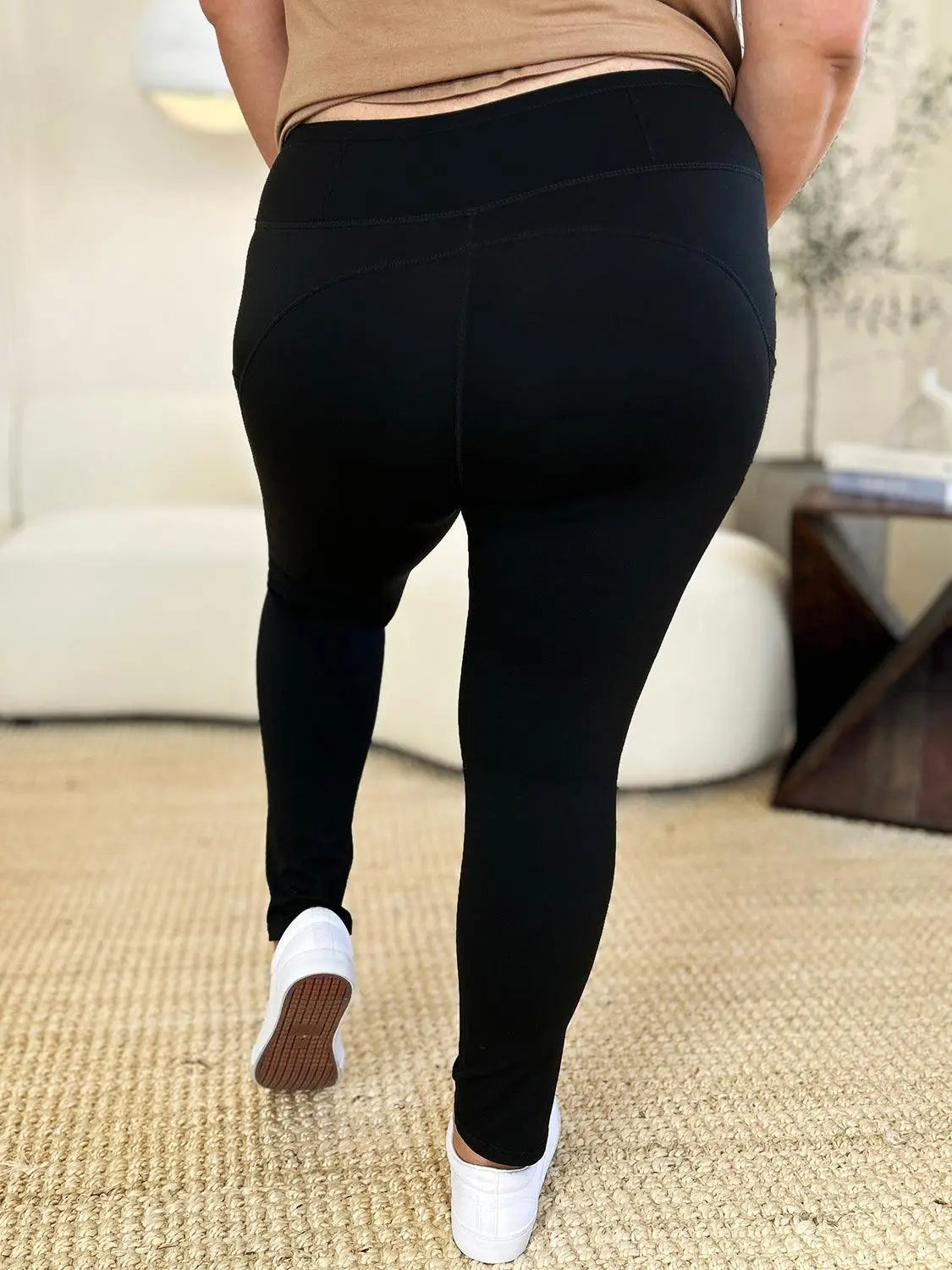 Wide Waistband Sports Leggings - Leggings