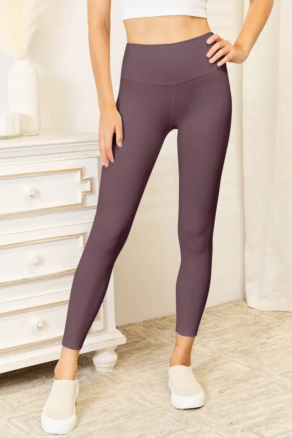 Wide Waistband Sports Leggings - Leggings