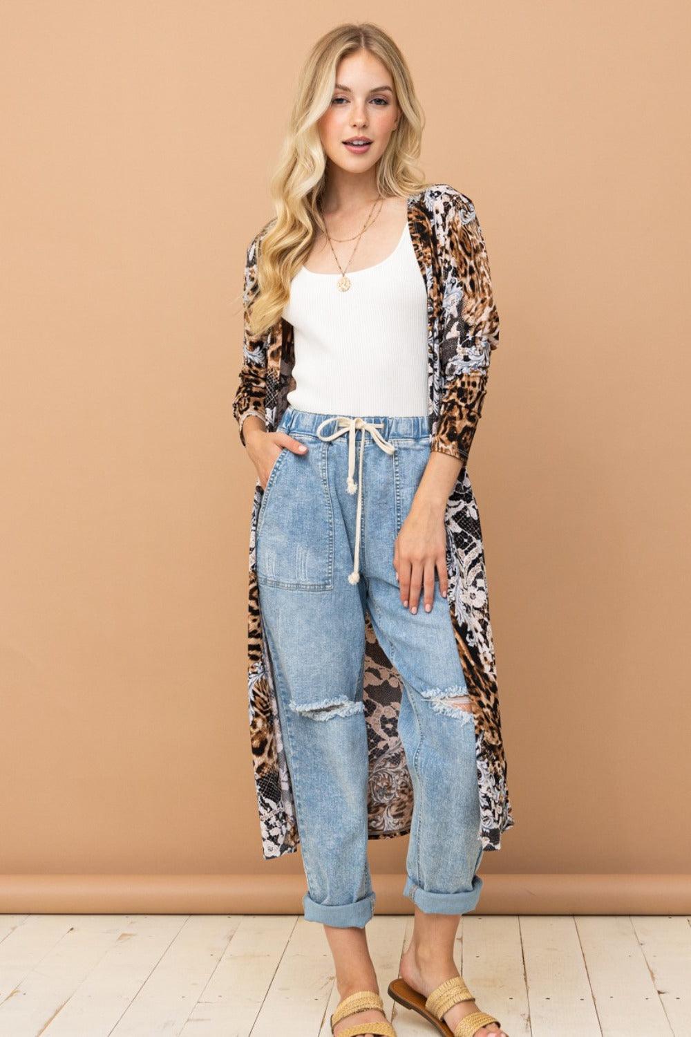 Leopard Open Front Kimono Cardigan - Eclectage