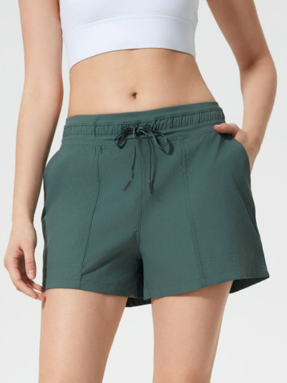 Drawstring Active Shorts with Pockets - Eclectage