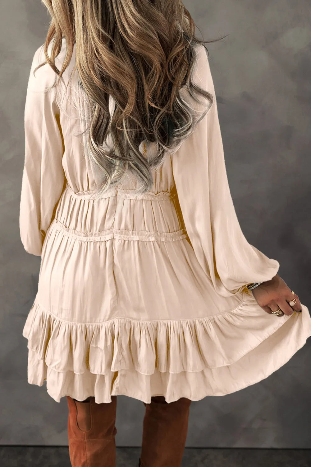 Eggshell Ruffled Mini Dress