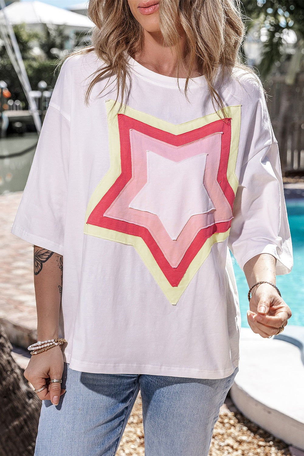 Block Star Patched Oversized T-Shirt - Eclectage