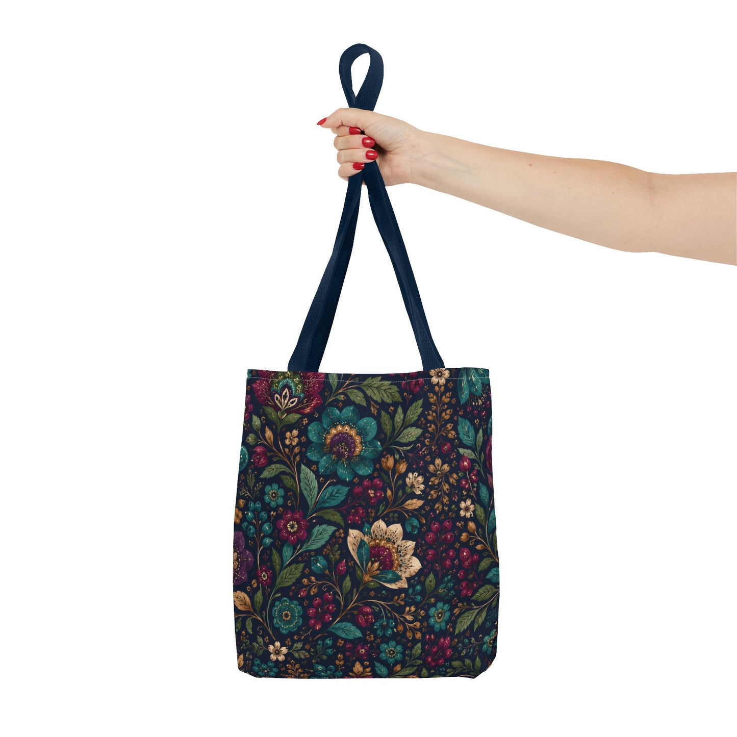 Dark Boho Floral Jewel Tone Tote Bag
