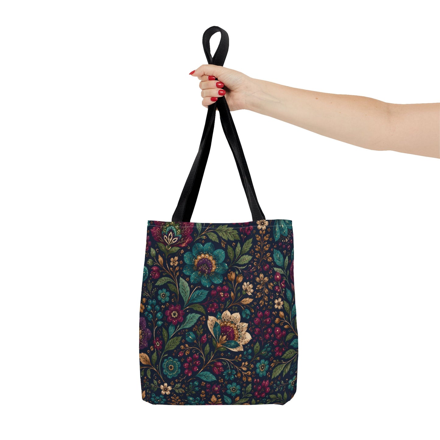 Dark Boho Floral Jewel Tone Tote Bag
