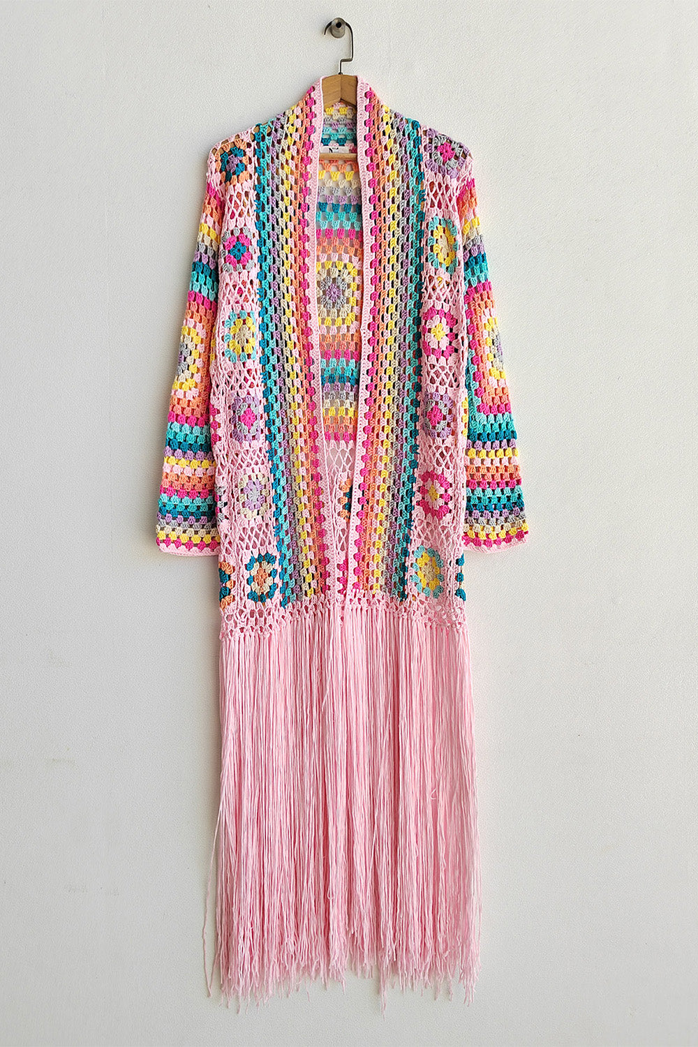 Fringe Tied Long Sleeve Cardigan - Eclectage