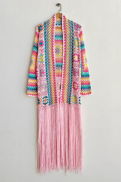 Fringe Tied Long Sleeve Cardigan - Eclectage