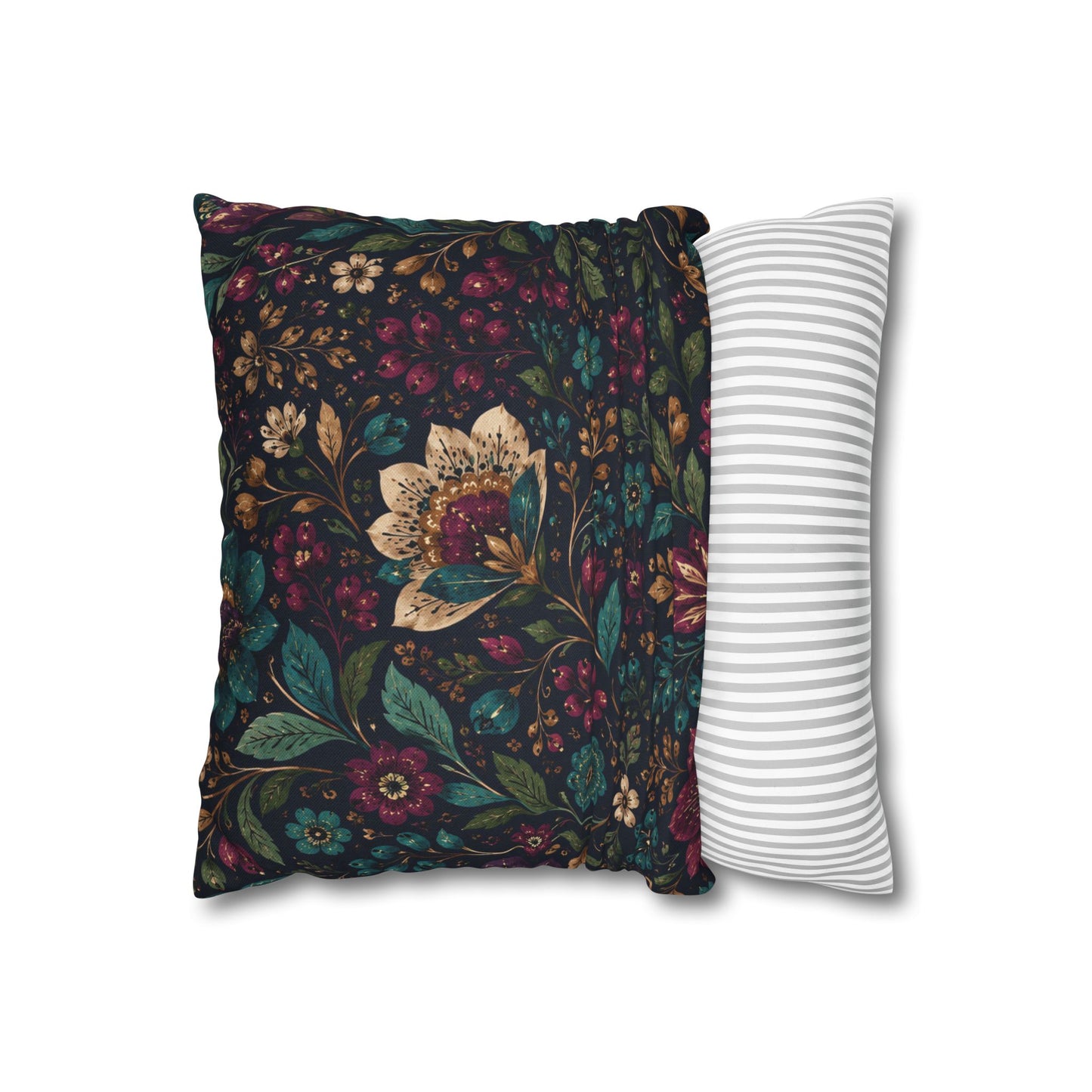 Jewel Tone Floral Throw Pillow Cover