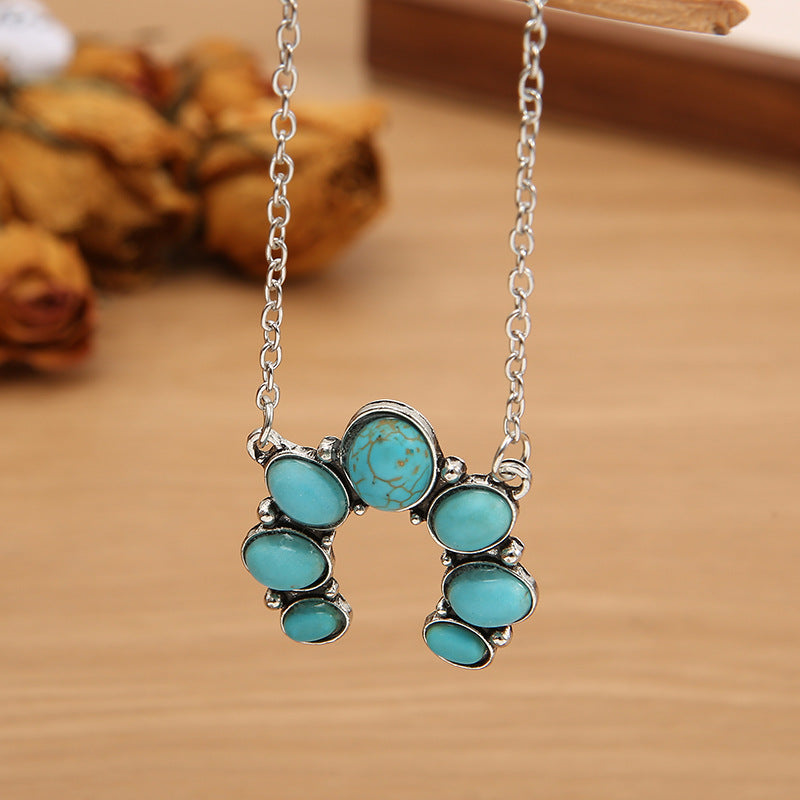 Artificial Turquoise Alloy Pendant Necklace - Eclectage