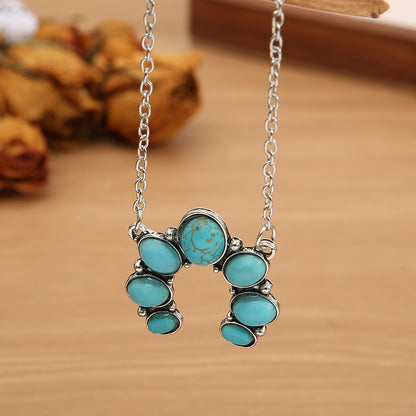 Artificial Turquoise Alloy Pendant Necklace - Eclectage