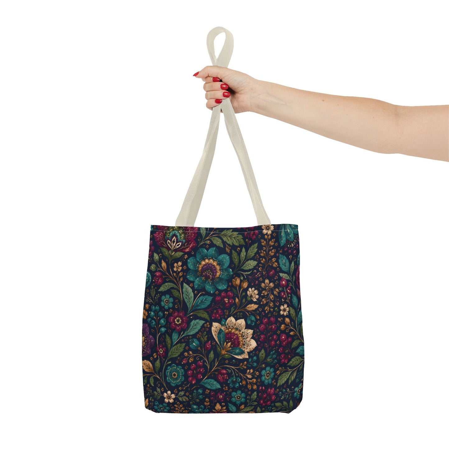 Dark Boho Floral Jewel Tone Tote Bag