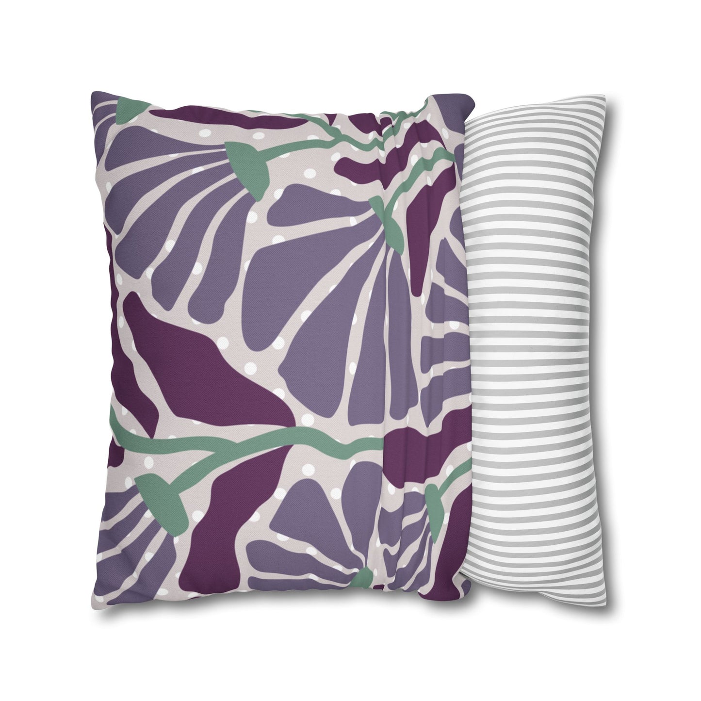 Purple Floral Dotted Pillow Cover