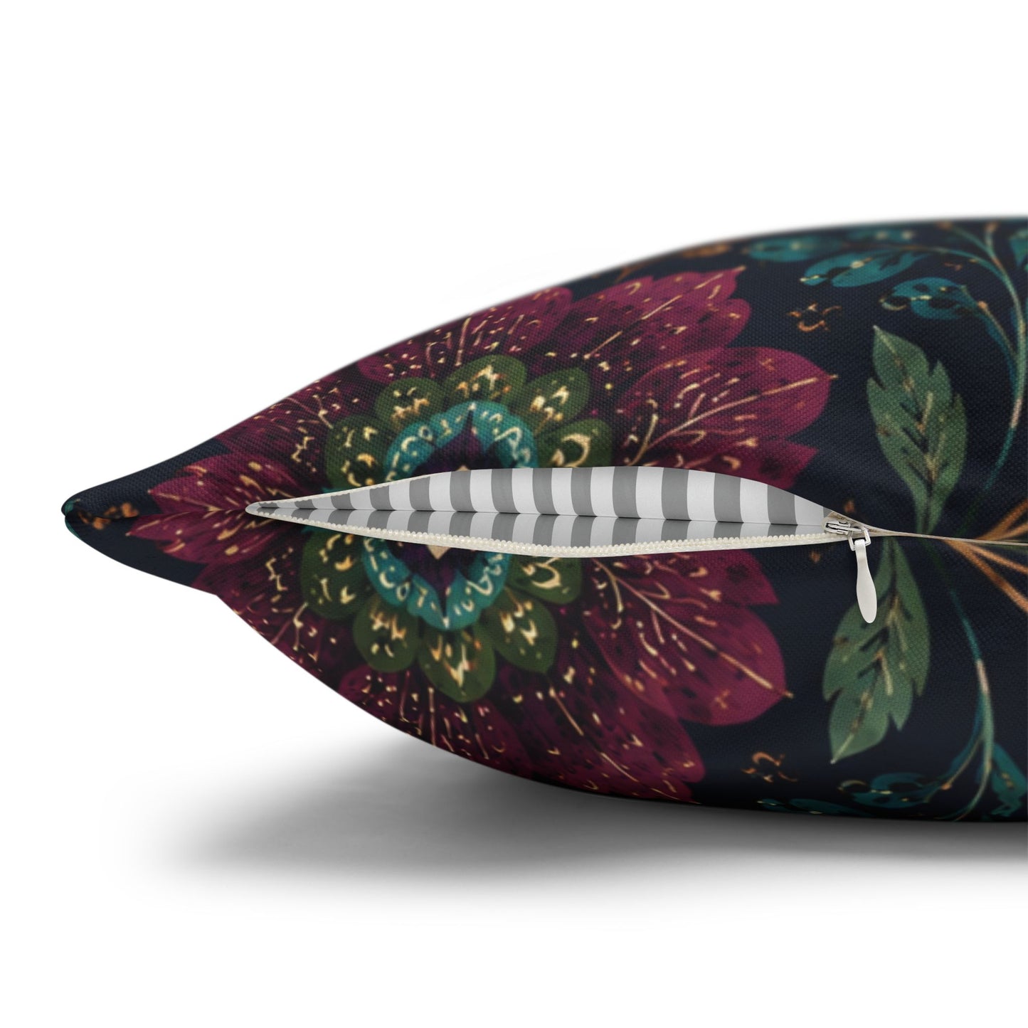 Jewel Tone Floral Throw Pillow Cover
