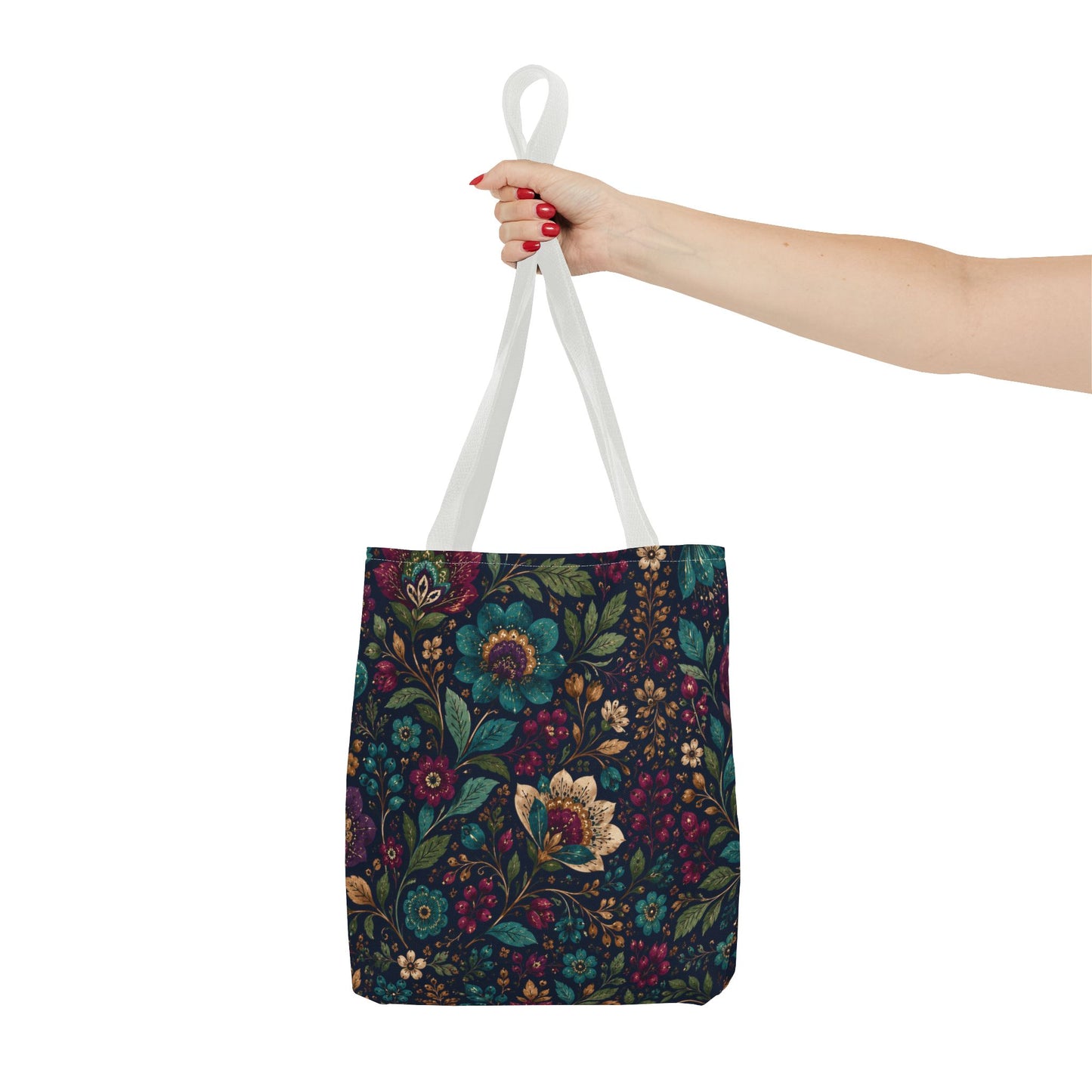 Dark Boho Floral Jewel Tone Tote Bag