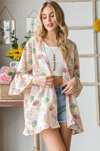 Multi Color Floral Open Cardigan - Eclectage