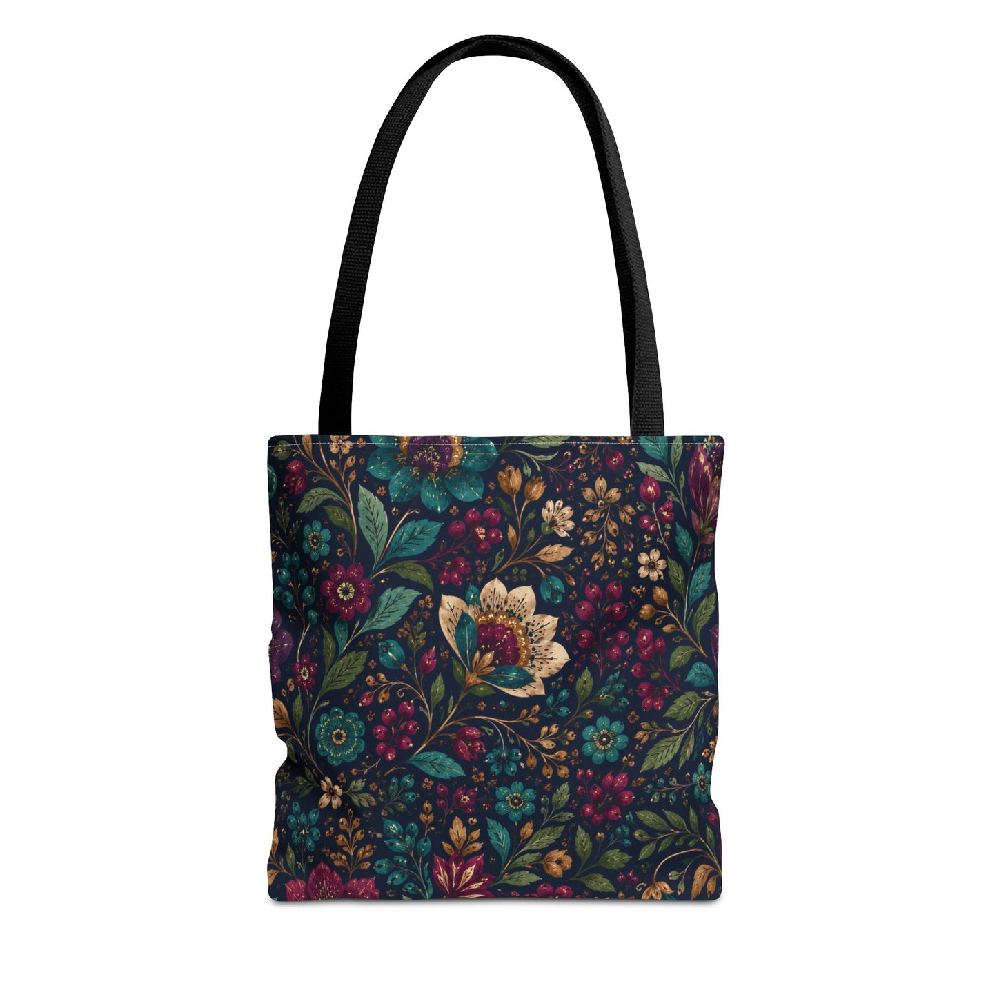 Dark Boho Floral Jewel Tone Tote Bag