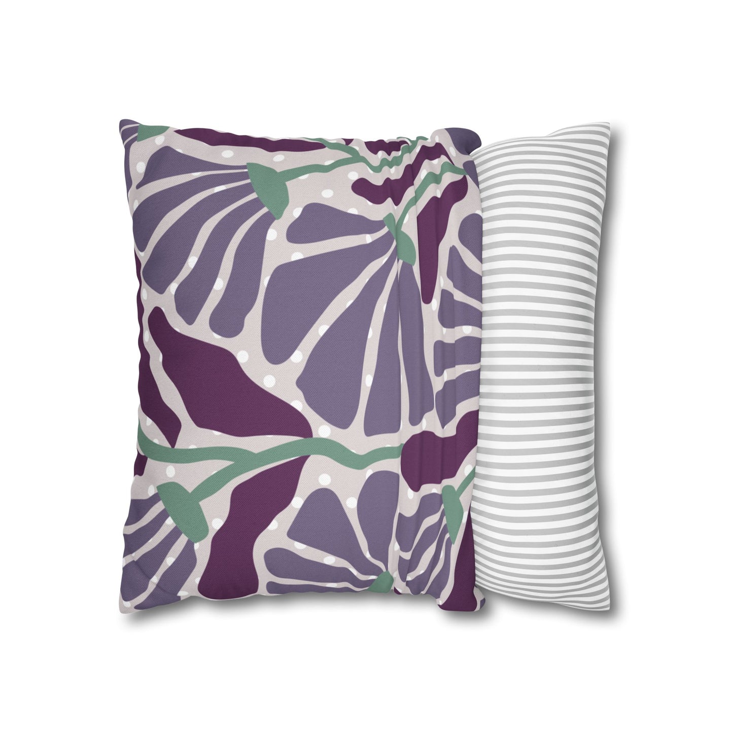 Purple Floral Dotted Pillow Cover