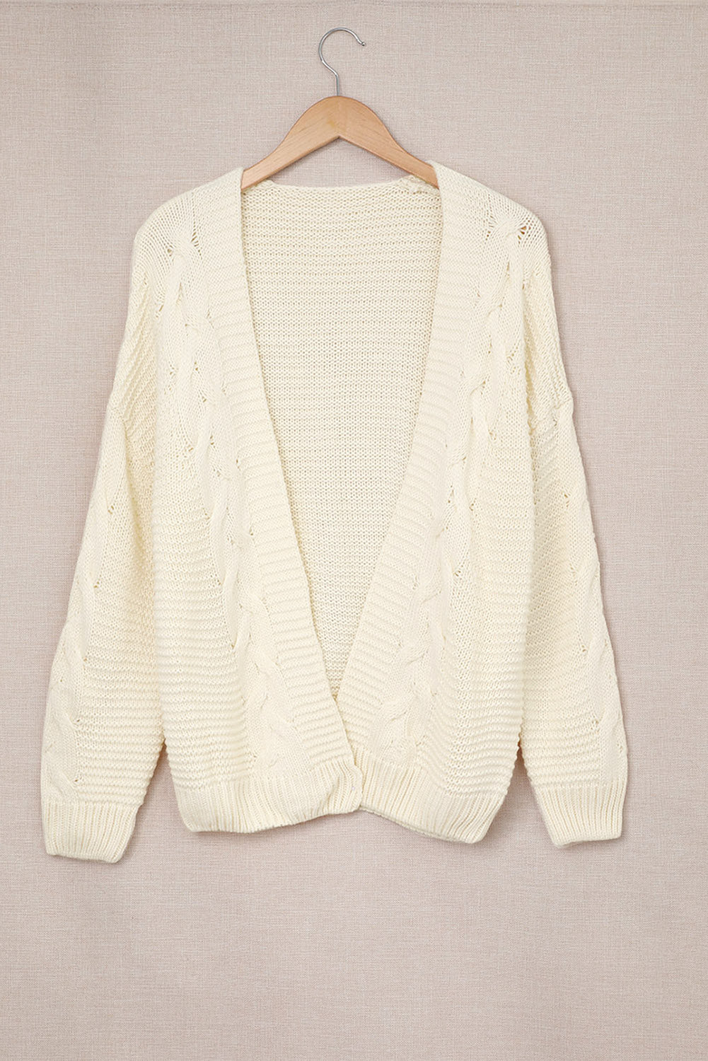 Cable-Knit Open Front Cardigan - Eclectage