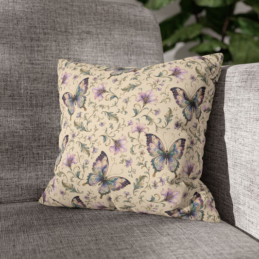 Butterfly Floral Throw Pillow Cover