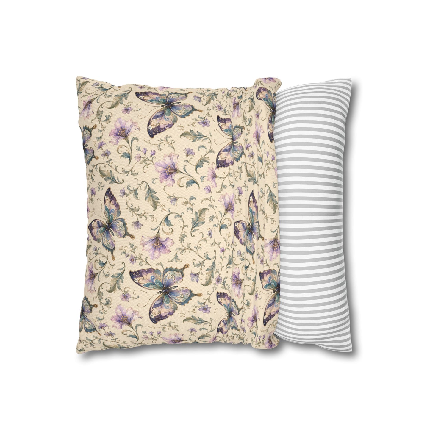 Butterfly Floral Throw Pillow Cover