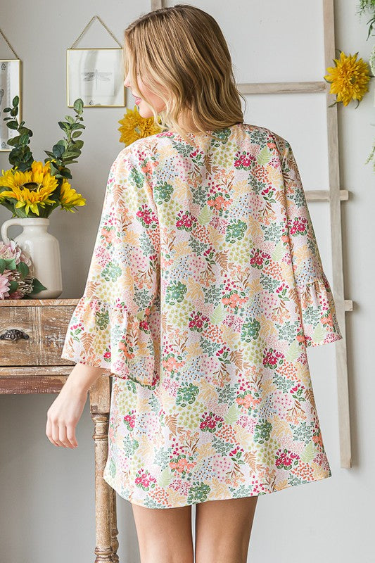 Multi Color Floral Open Cardigan - Eclectage