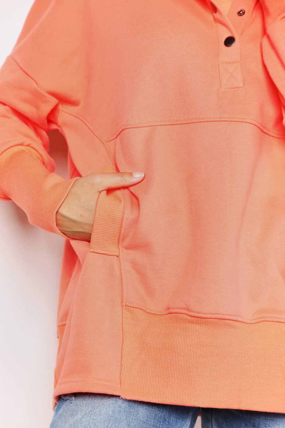 Tangerine Quarter-Snap Hoodie - Eclectage