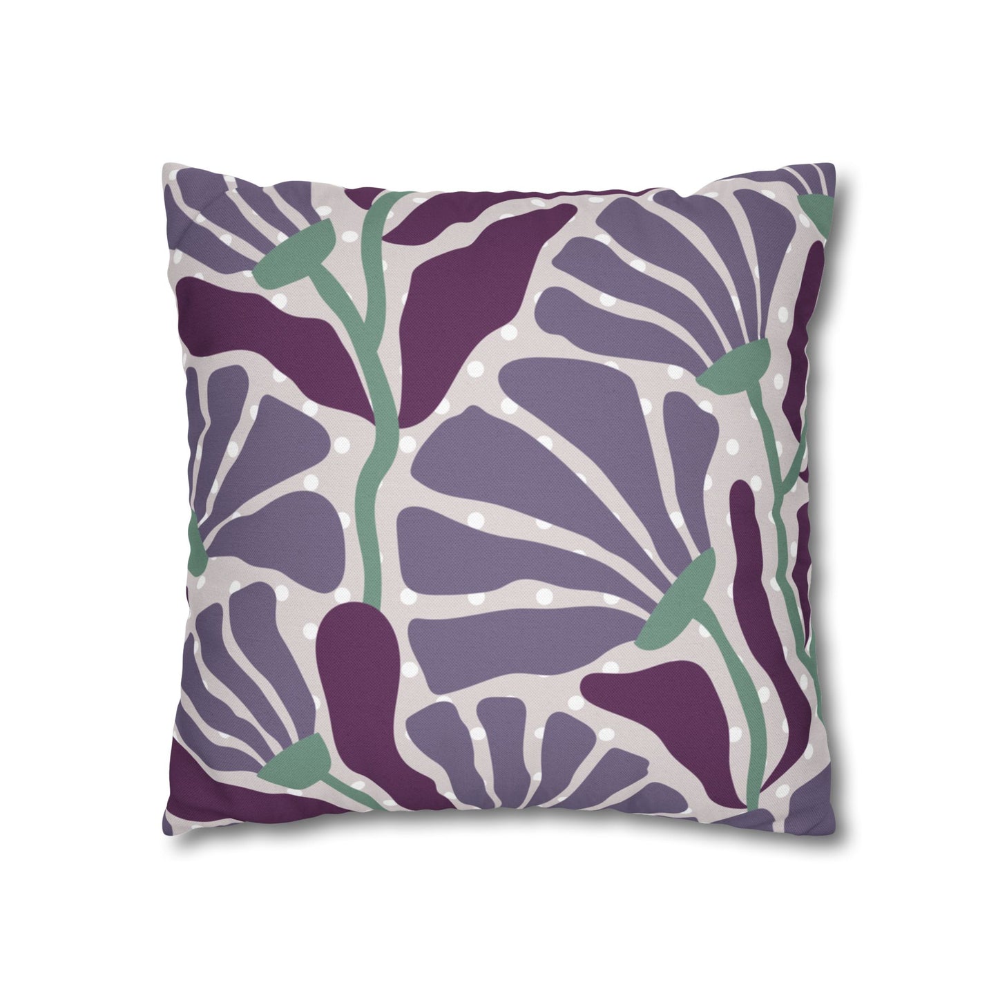 Purple Floral Dotted Pillow Cover