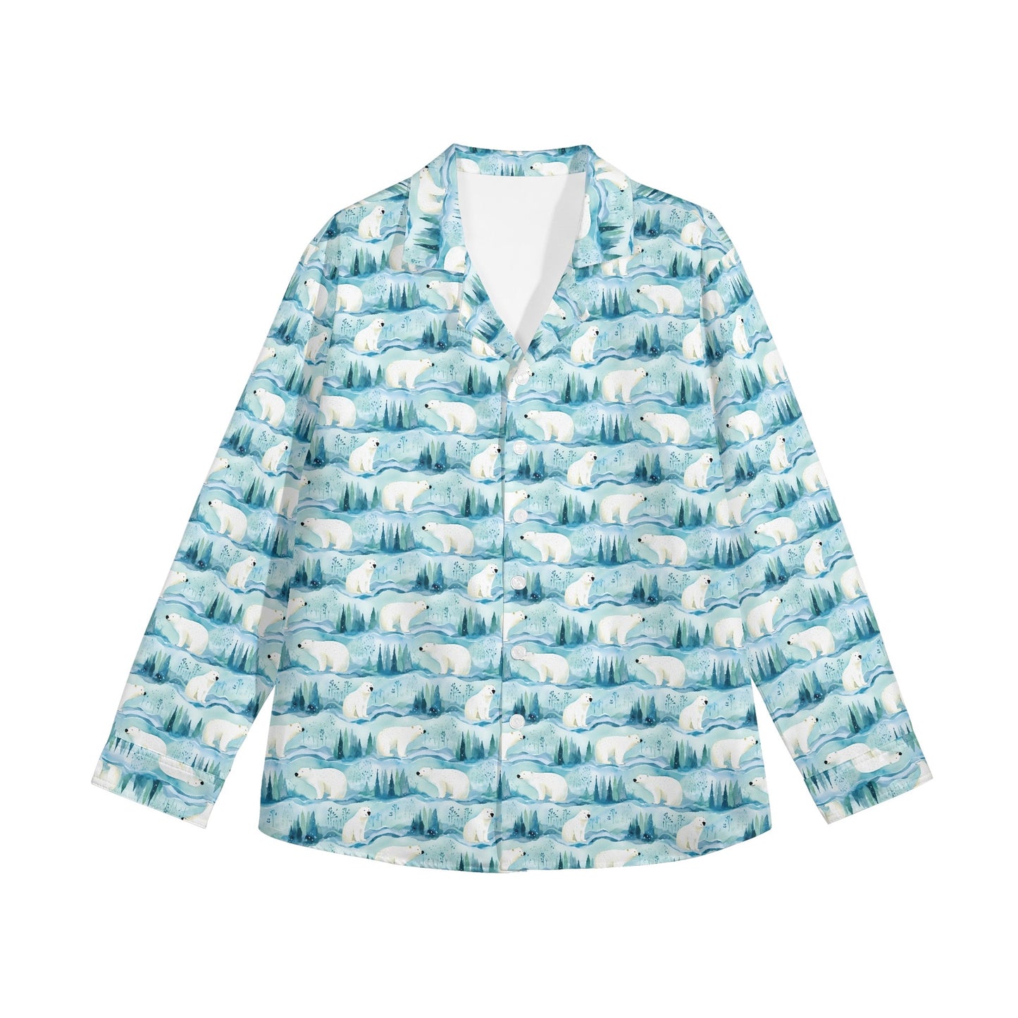 Polar Bear Print Button Down Shirt