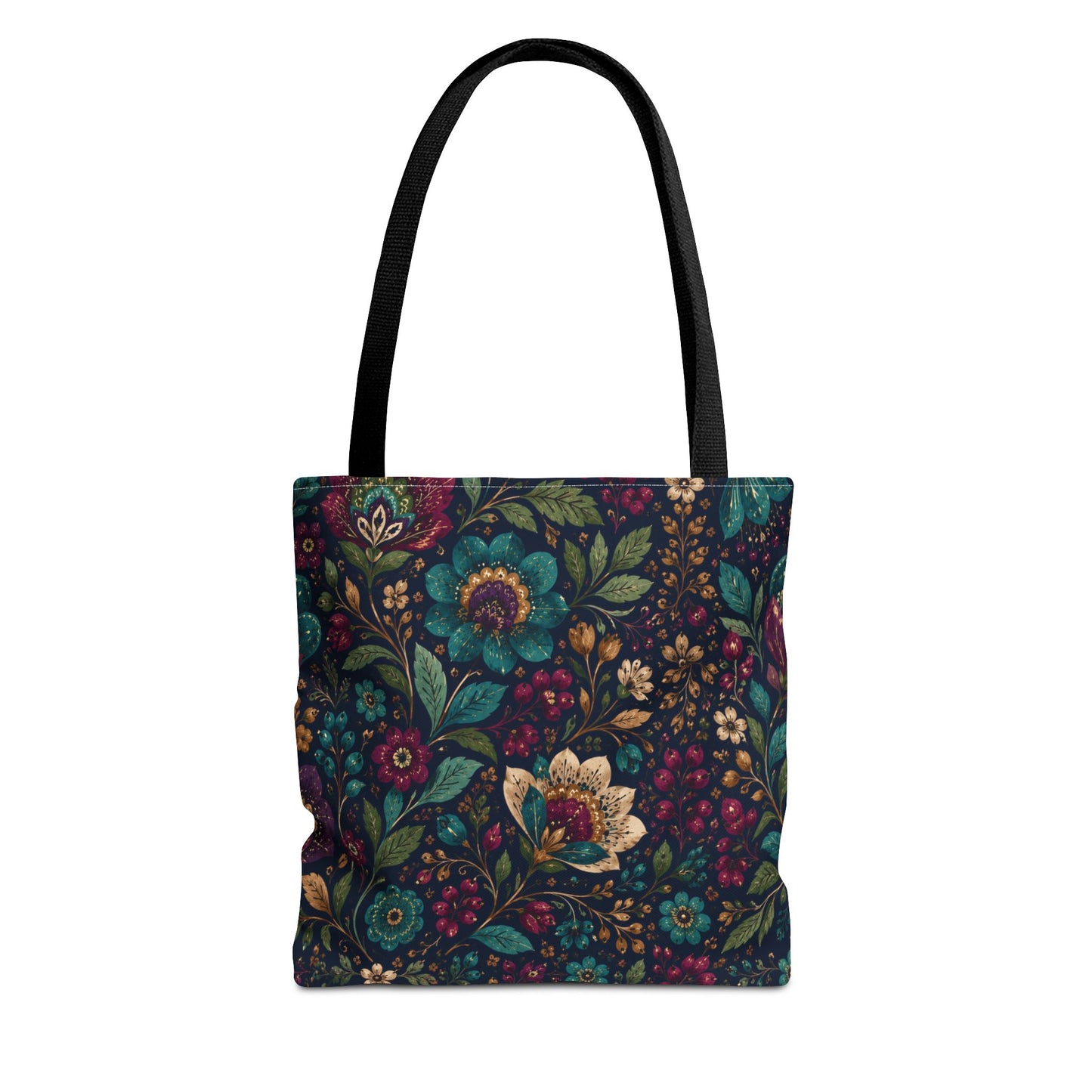 Dark Boho Floral Jewel Tone Tote Bag