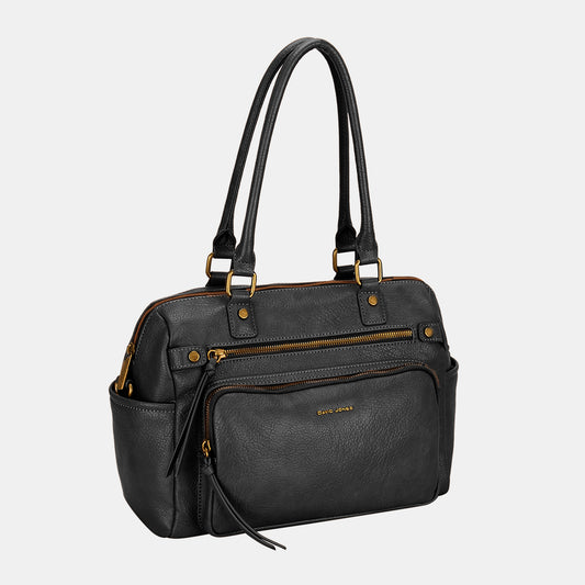 Zipper PU Leather Handbag - Eclectage