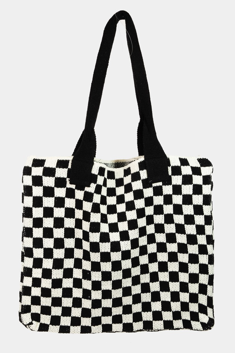 Checkered Pattern Tote Bag - Eclectage