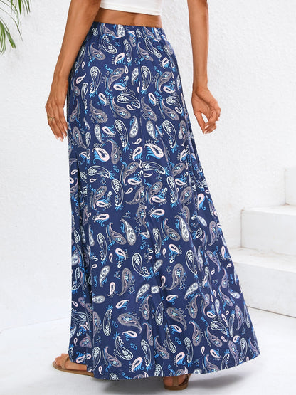 Navy Printed Maxi Skirt