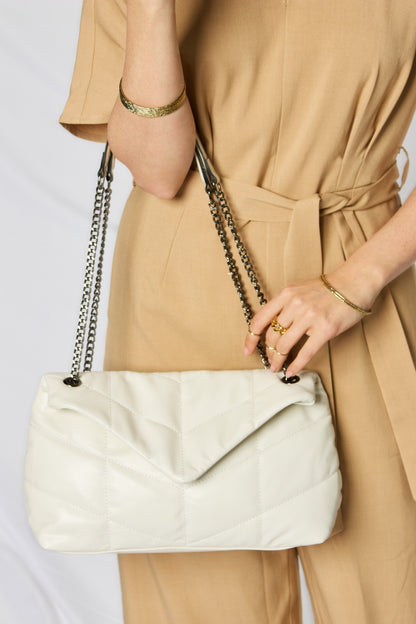 Faux Leather Chain Handbag - Eclectage