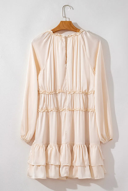 Eggshell Ruffled Mini Dress