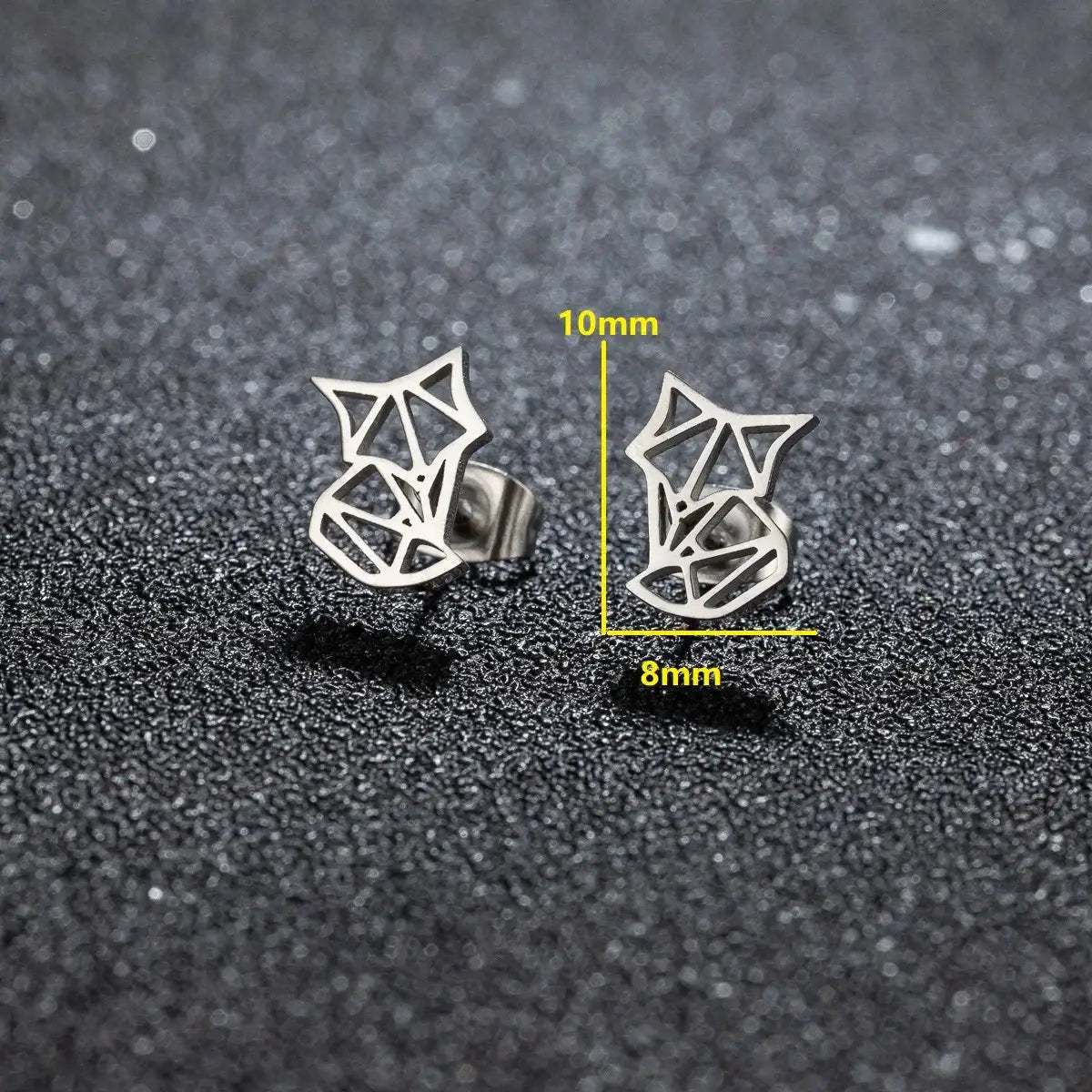 1Pair New Arrival Stainless Steel Cute Fox Ear Studs Ceative Fashion Origami Animal Earrings for Women Jewelry