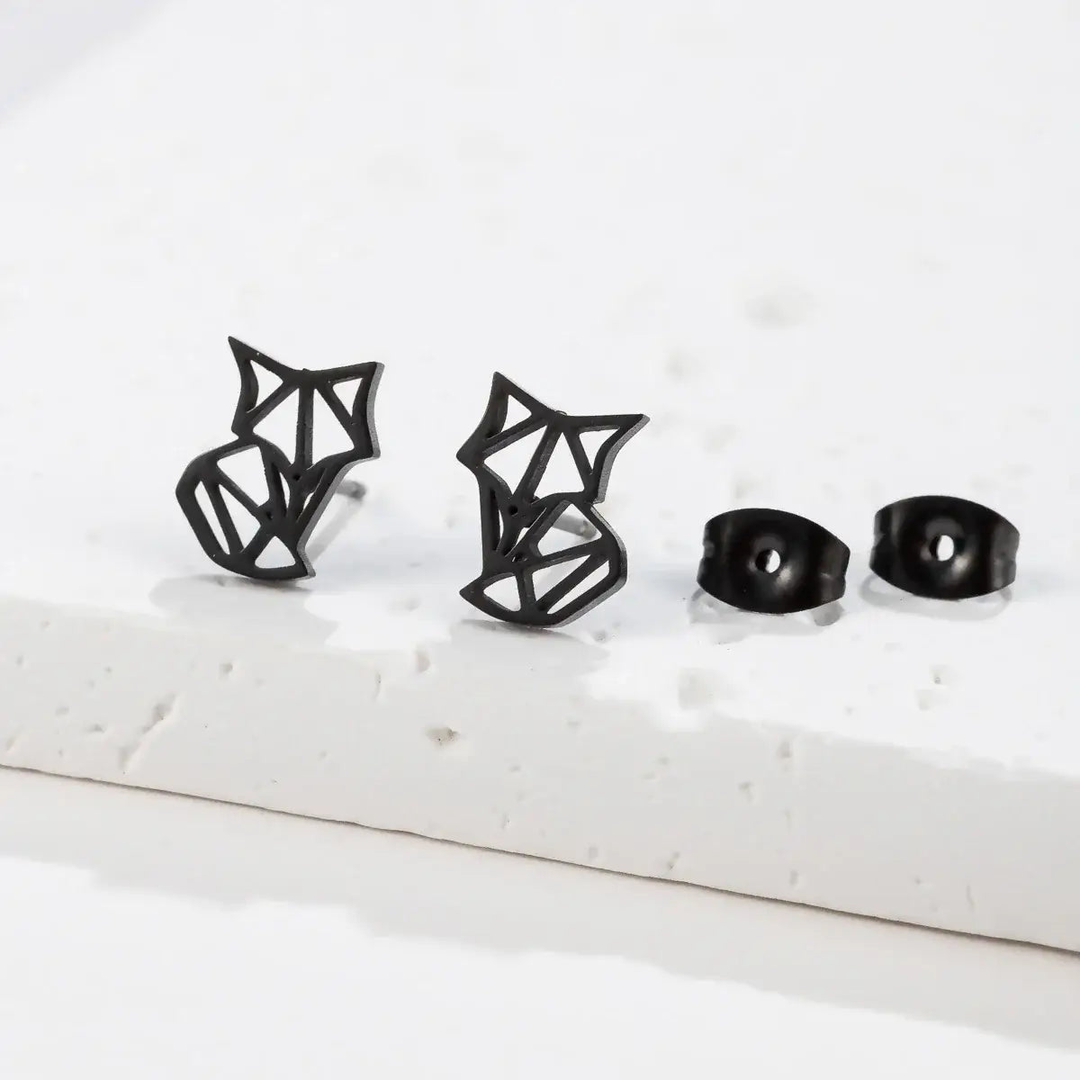 1Pair New Arrival Stainless Steel Cute Fox Ear Studs Ceative Fashion Origami Animal Earrings for Women Jewelry