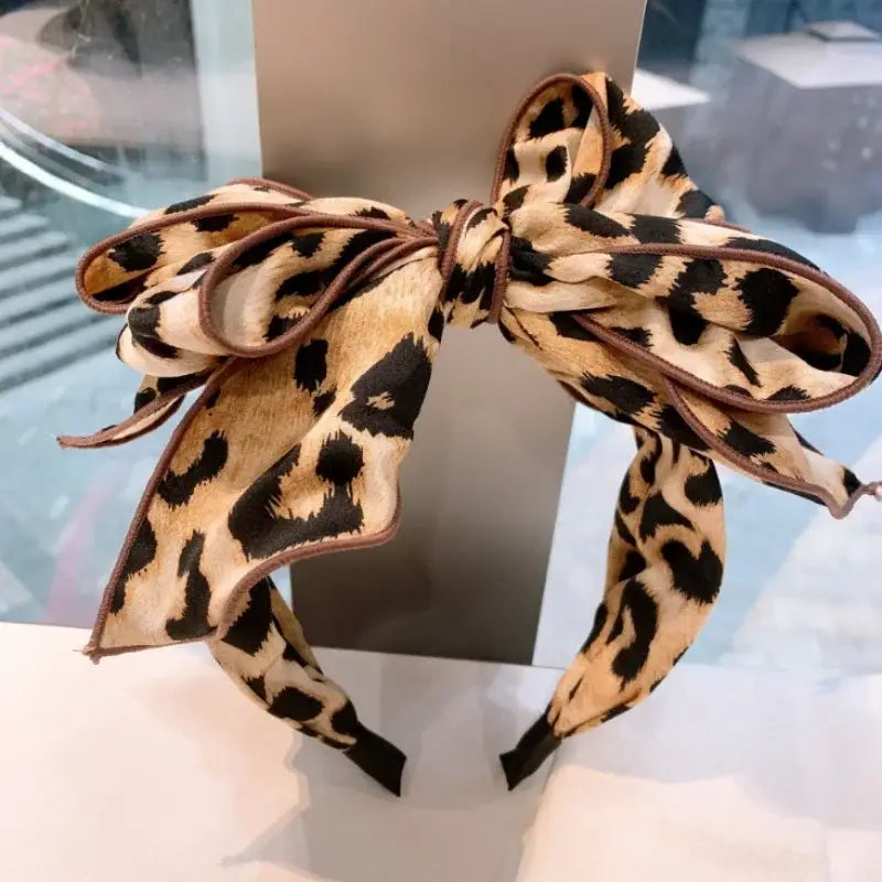 2023 Korean New Leopard Print Bow Hair Band for Women with Headband Trendy Hair Accessories Girls Bow Bridal Headdress