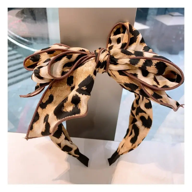 2023 Korean New Leopard Print Bow Hair Band for Women with Headband Trendy Hair Accessories Girls Bow Bridal Headdress