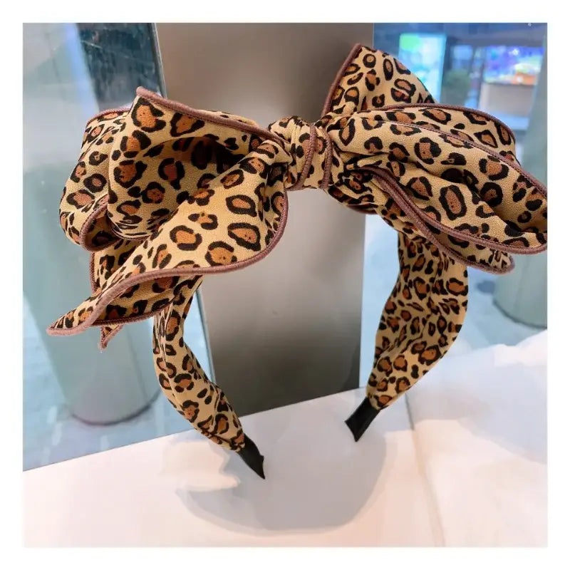 2023 Korean New Leopard Print Bow Hair Band for Women with Headband Trendy Hair Accessories Girls Bow Bridal Headdress