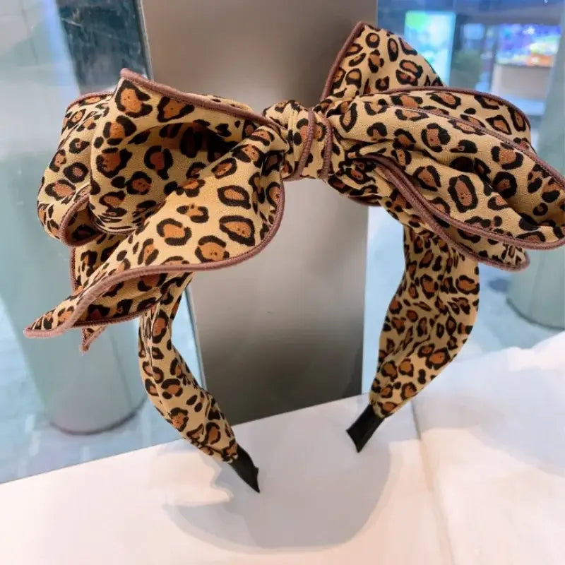 2023 Korean New Leopard Print Bow Hair Band for Women with Headband Trendy Hair Accessories Girls Bow Bridal Headdress