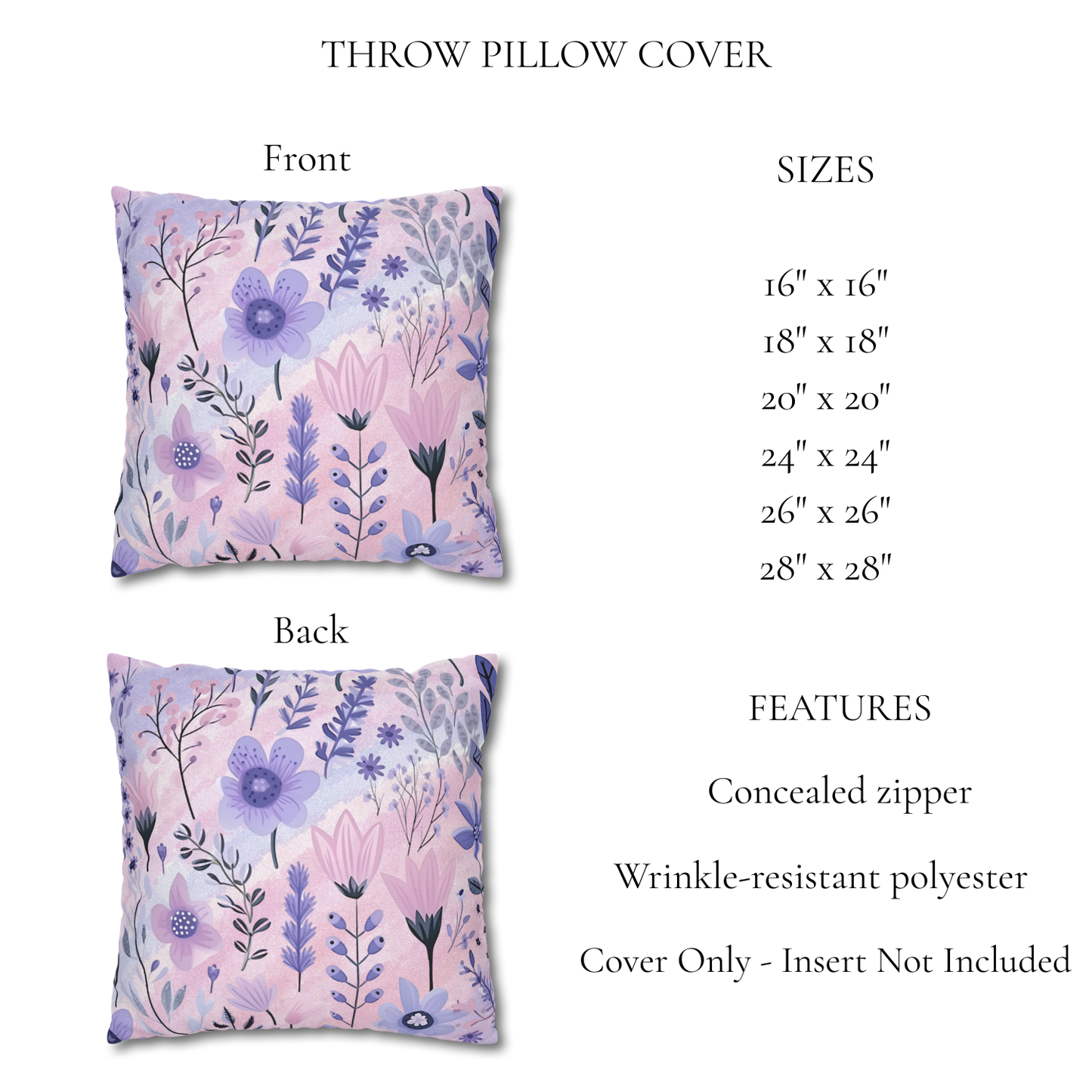 Watercolor Wildflower Pastel Pillow Cover