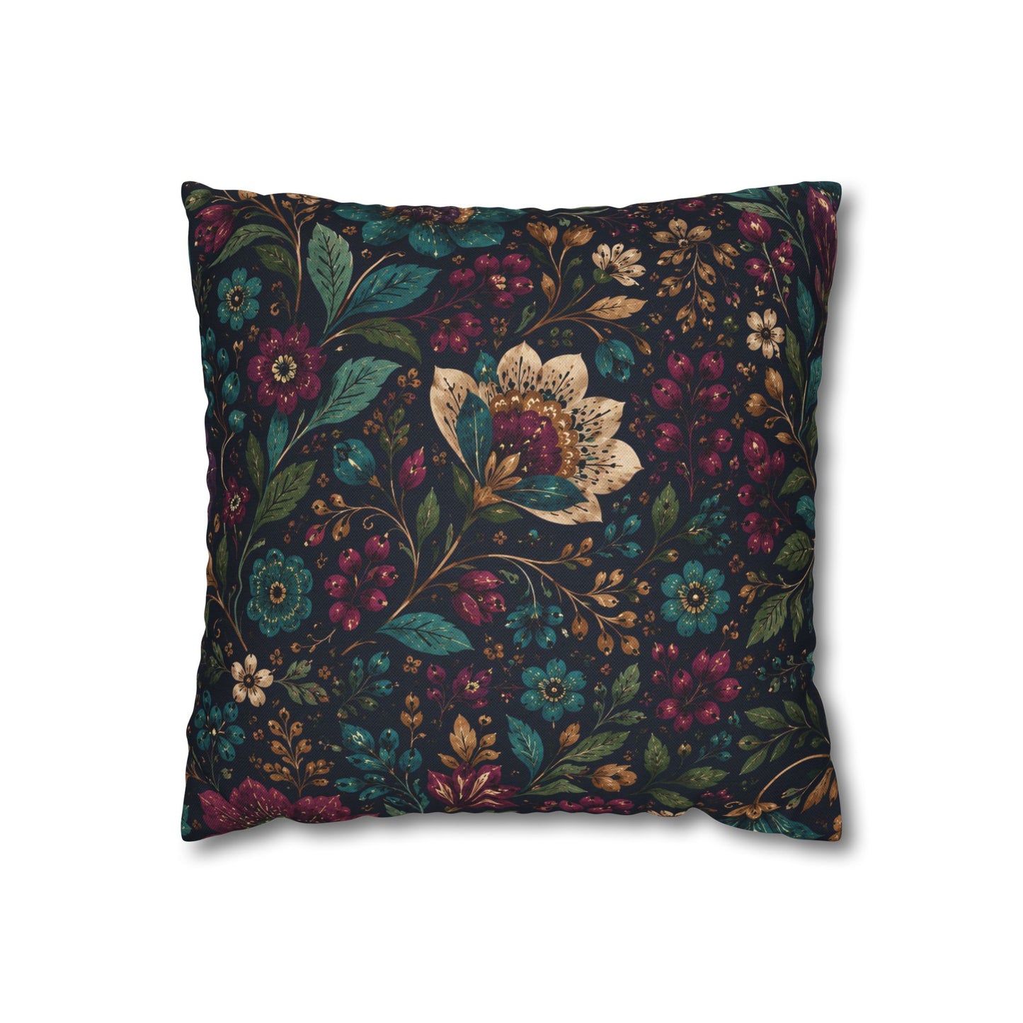 Jewel Tone Floral Throw Pillow Cover